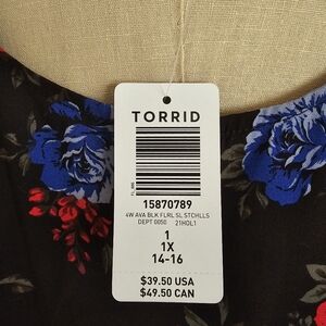 Torrid Ava Blk Floral Top